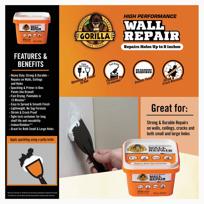 Gorilla 16 Oz. Wall Repair Spackling & Primer