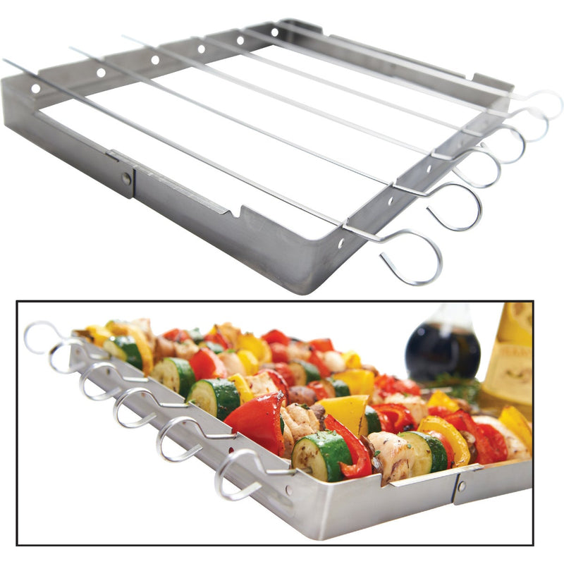 GrillPro Stainless Steel Kebab Grill Rack with Skewers