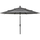 Outdoor Expressions 9 Ft. 3-Tier Tilt/Crank Smoke Gray Patio Umbrella