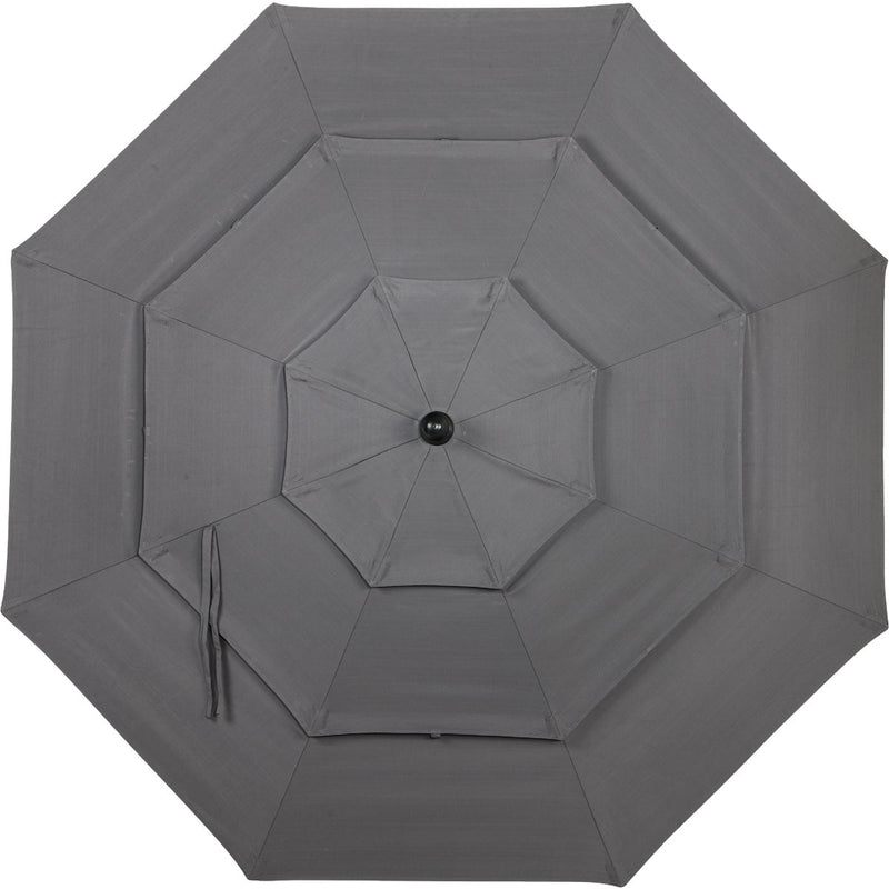Outdoor Expressions 9 Ft. 3-Tier Tilt/Crank Smoke Gray Patio Umbrella