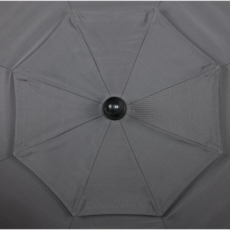 Outdoor Expressions 9 Ft. 3-Tier Tilt/Crank Smoke Gray Patio Umbrella