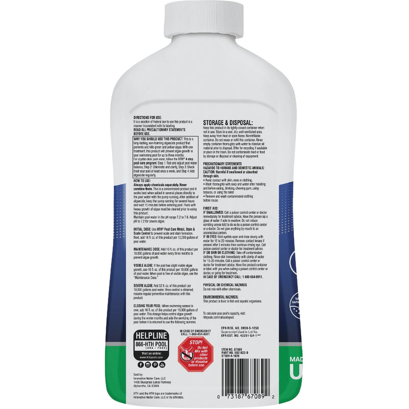 HTH Pool Care Algae Guard Ultra+ 32 Oz. Liquid Algae Control