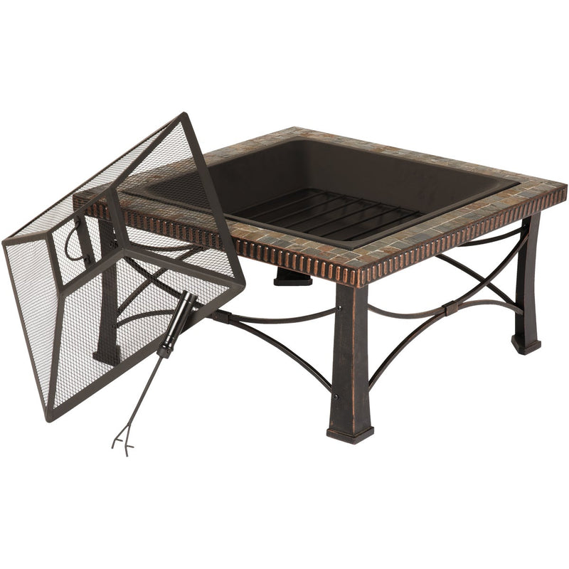 Outdoor Expressions 30 In. Slate Square Steel Fire Pit