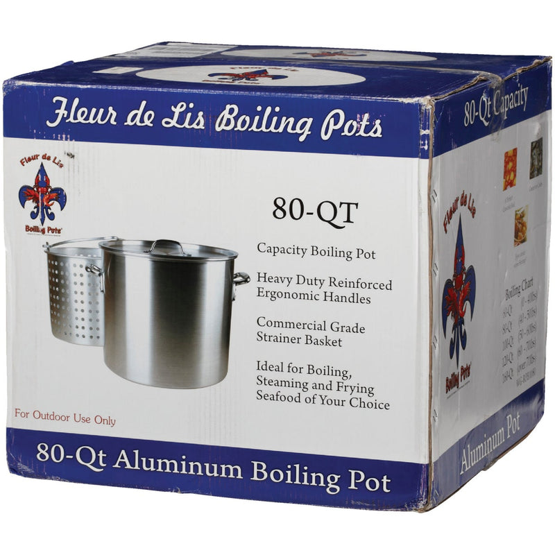 Fleur De Lis 80 Qt. Aluminum Stockpot, with 60 Qt. Strainer Basket