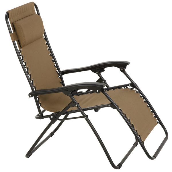 Outdoor Expressions Zero Gravity Relaxer Tan Convertible Lounge Chair