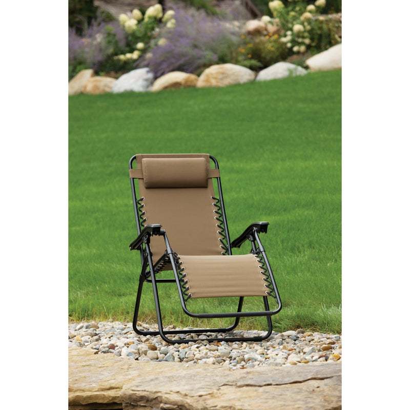 Outdoor Expressions Zero Gravity Relaxer Tan Convertible Lounge Chair