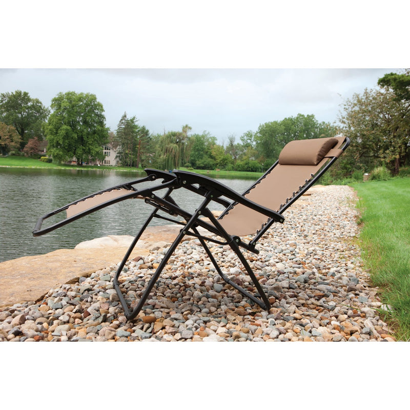 Outdoor Expressions Zero Gravity Relaxer Tan Convertible Lounge Chair