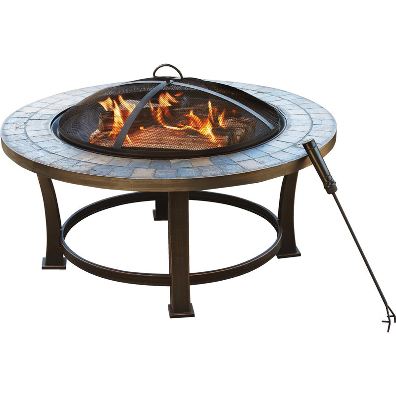 Outdoor Expressions 34 in. Antique Bronze Round Steel Fire Pit