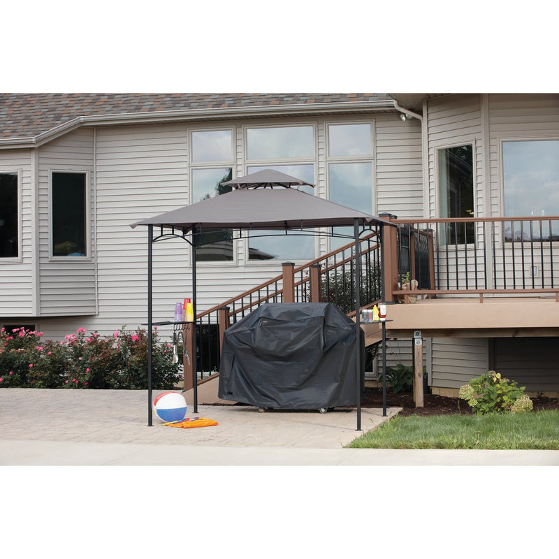 Outdoor Expressions 7.8 Ft. x 8 Ft. Black & Gray Steel Grill Gazebo