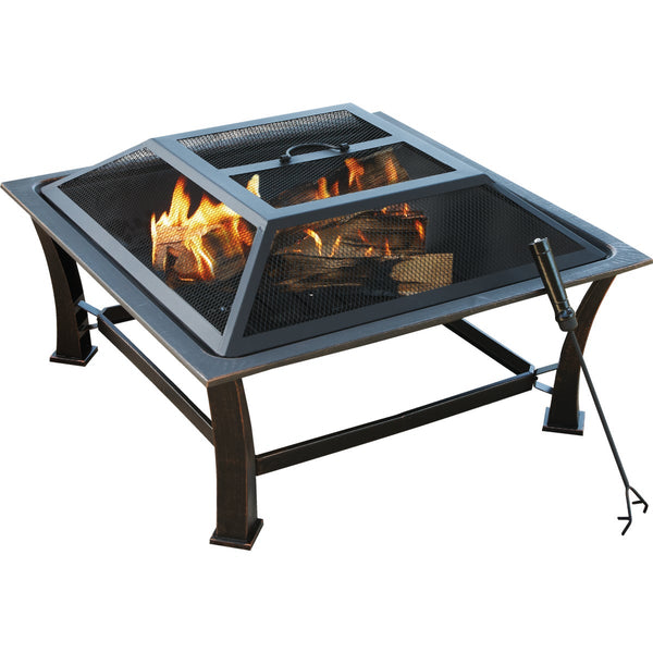 Outdoor Expressions 30 In. Antique Bronze Square Steel Fire Pit