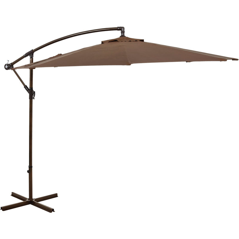 Outdoor Expressions 10 Ft. Round Steel Offset Brown Patio Umbrella