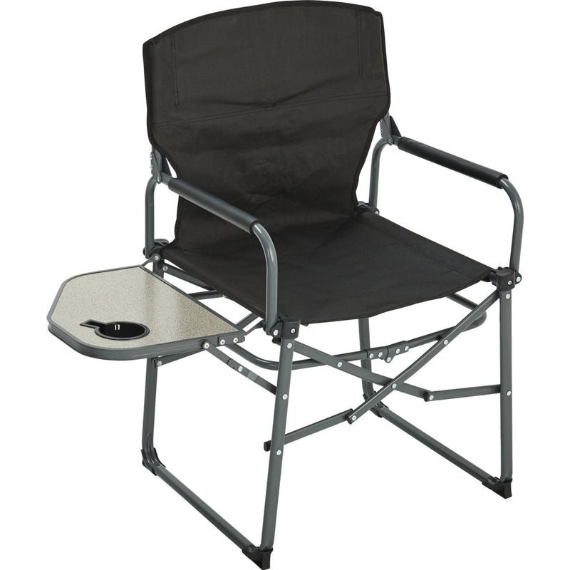 Outdoor Expressions Black Polyester Director Camp Folding Chair with Side Table