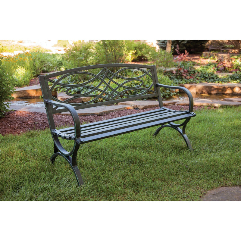 Outdoor Expressions 50.5 In. L. Green Finished Steel Scroll Bench