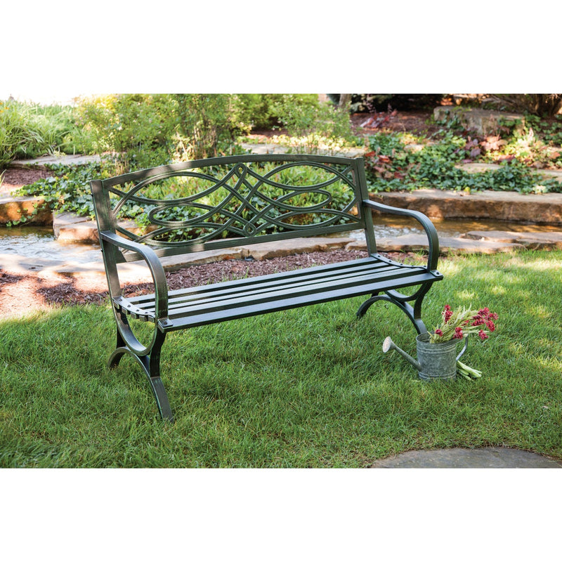 Outdoor Expressions 50.5 In. L. Green Finished Steel Scroll Bench