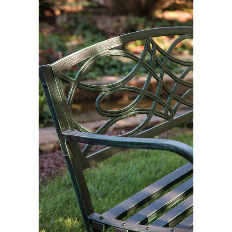 Outdoor Expressions 50.5 In. L. Green Finished Steel Scroll Bench