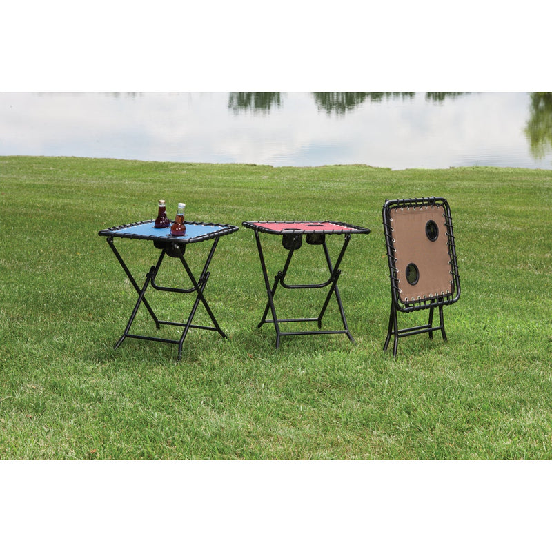 Outdoor Expressions Tan 18 In. Square Steel Folding Side Table