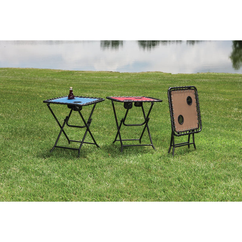 Outdoor Expressions Tan 18 In. Square Steel Folding Side Table