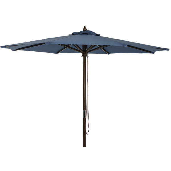 Outdoor Expressions 9 Ft. Pulley Heather Blue Market Patio Umbrella with Chrome Plated Hardware