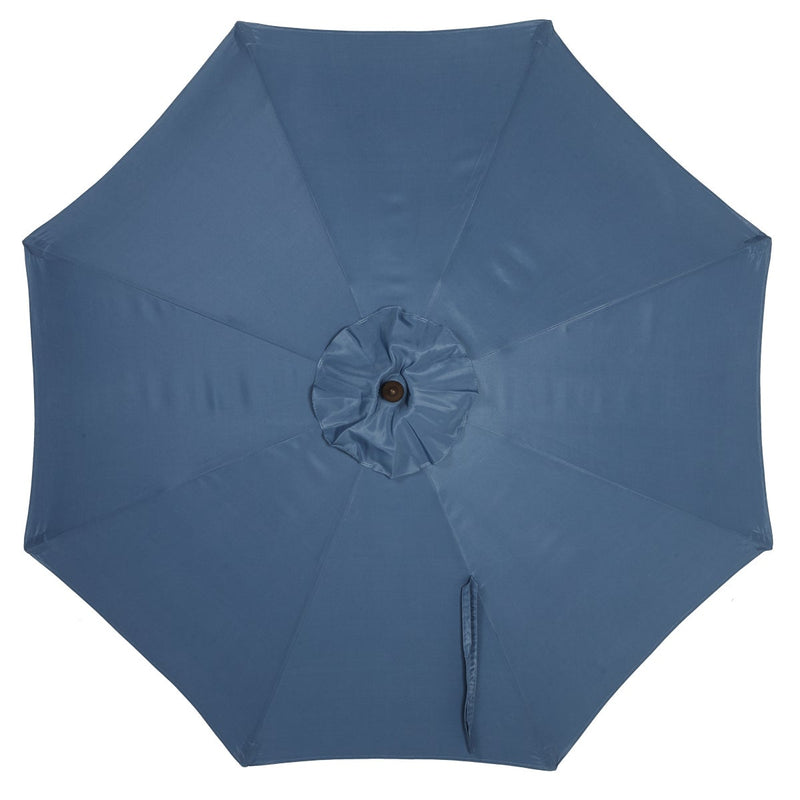 Outdoor Expressions 9 Ft. Pulley Heather Blue Market Patio Umbrella with Chrome Plated Hardware
