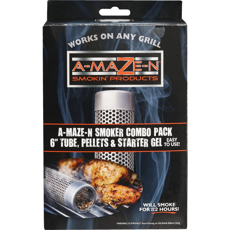 A-Maze-N 6 In. Stainless Steel Wood Pellet Grill Tube Smoker Combo Pack