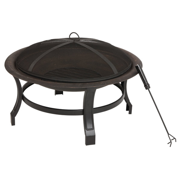 Outdoor Expressions 30 In. Antique Bronze Round Steel Fire Pit