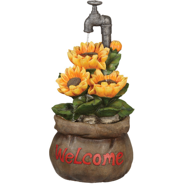 Best Garden 13 In. W. x 28 In. H. x 13 In. L. Polyresin Sunflower Fountain