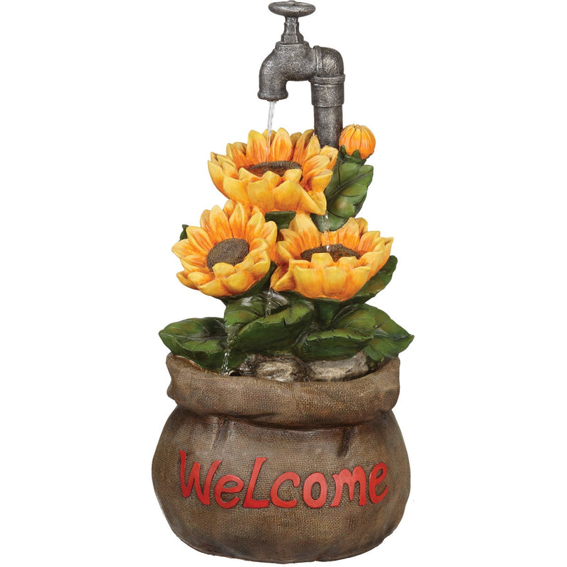 Best Garden 13 In. W. x 28 In. H. x 13 In. L. Polyresin Sunflower Fountain