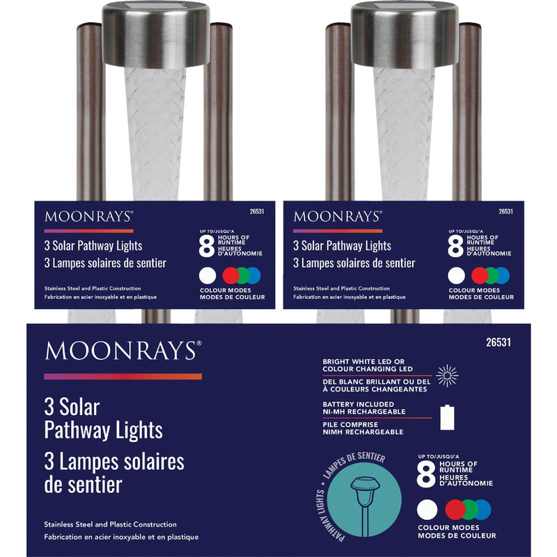 Moonrays Black Stainless Steel Solar Path Light (3-Pack)