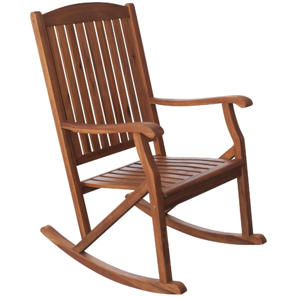 Leigh Country Sequoia Collection Brown Acacia Wood Single Patio Rocker