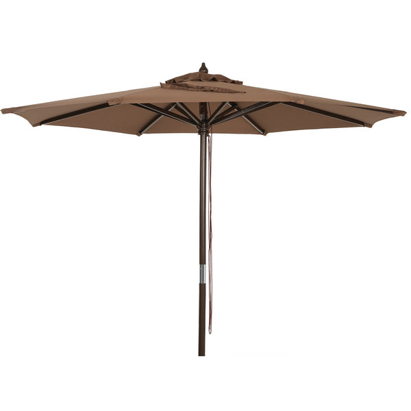 Outdoor Expressions 7.5 Ft. Pulley Brown Market Patio Umbrella with Chrome Plated Hardware