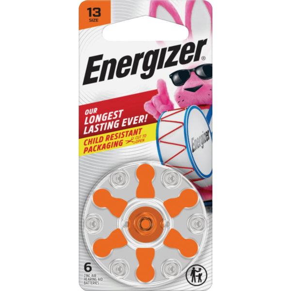 Energizer Size 13 Orange Tab Hearing Aid Batteries (6-Pack)