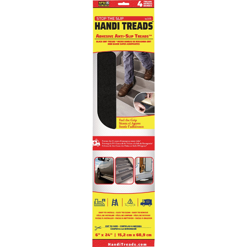 Handi Treads Stop The Slip 6 In. W. x 24 In. L. Black Non-Slip Grit Treads (4-Pack)