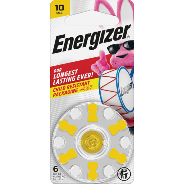 Energizer Size 10 Yellow Tab Hearing Aid Batteries (6-Pack)