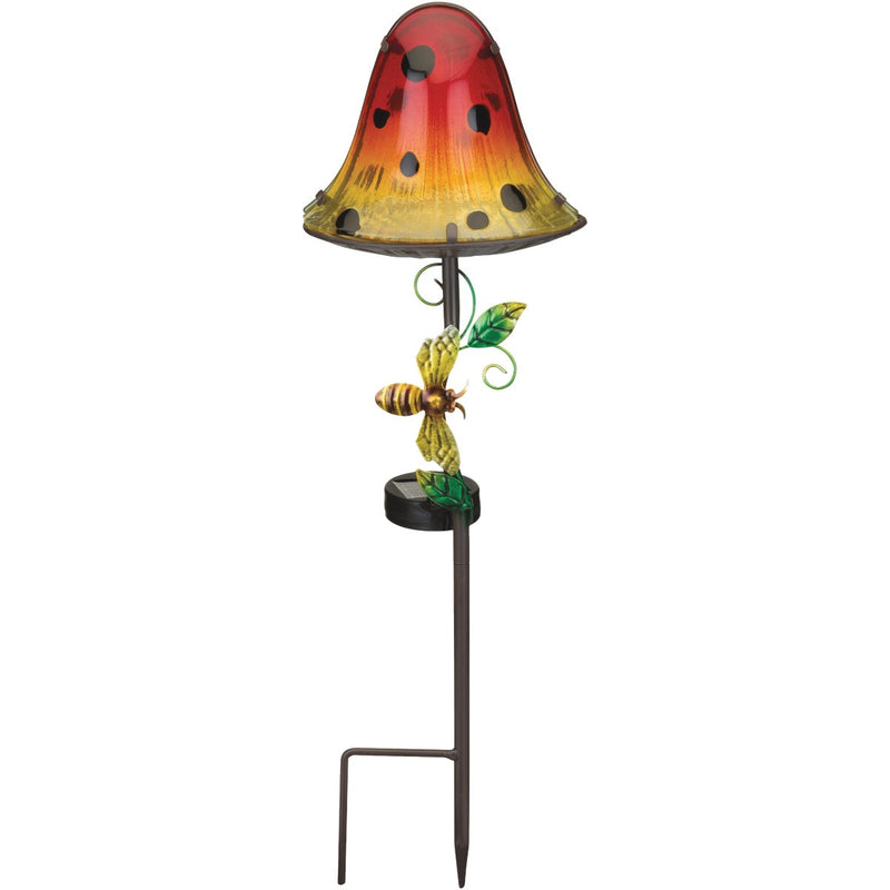 Regal Art & Gift 21.25 In. Orange Dottie Mushroom LED Solar Stake Light