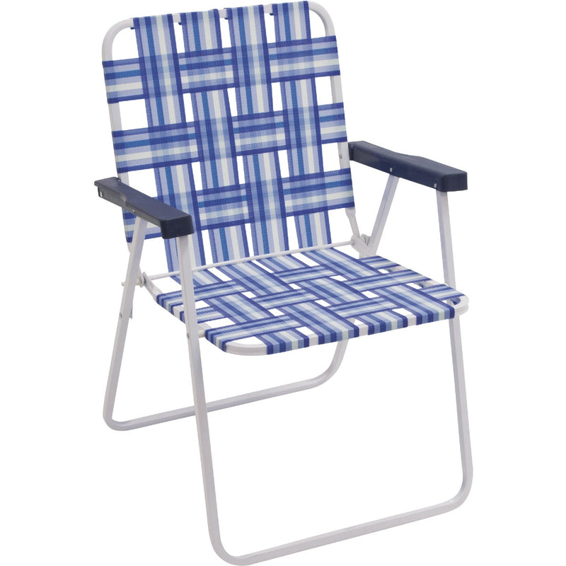 Rio Brands Blue & White Polyester Web Steel Frame Folding Chair