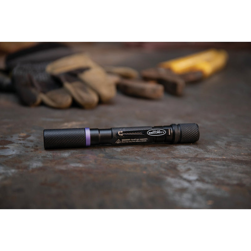 Police Security 395 Nm. 2AAA Aluminum UV Inspection Penlight with Bite Guard