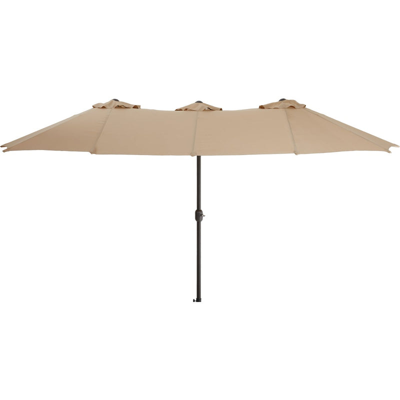 Outdoor Expressions Steel Crank Tan Double Patio Umbrella
