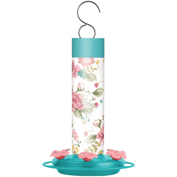 Nature's Way 20 Oz. Glass Charming Peony Decorative Hummingbird Feeder