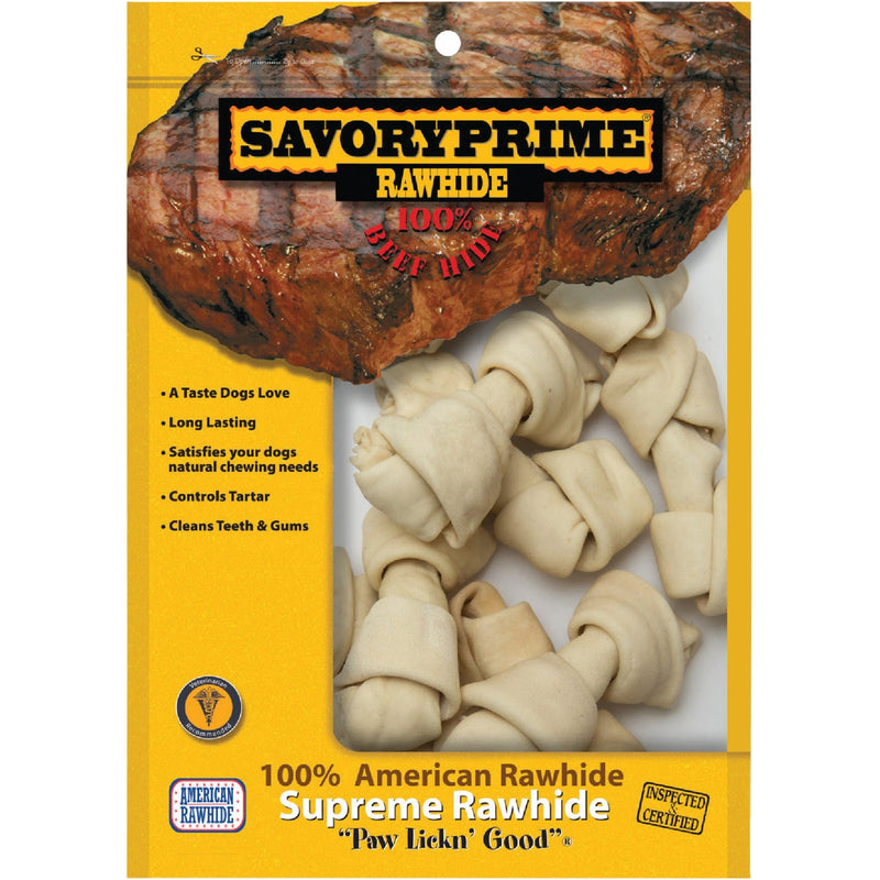 Savory Prime Knotted 4 In. to 5 In. Rawhide Bone (10-Pack)