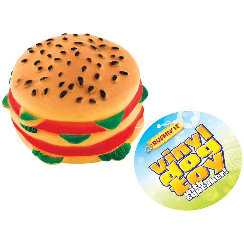 Westminster Pet Ruffin' it 3.86 In. W. x 1.97 In. H. x 3.75 In. L. Squeaky Hamburger Vinyl Dog Toy