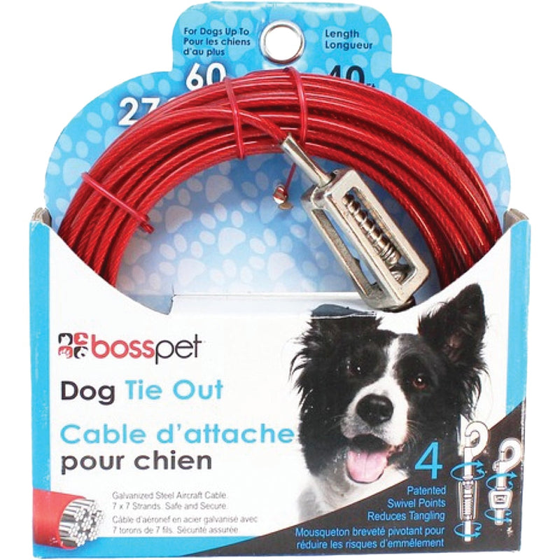 Boss Pet Guardian Gear Large Dog Cable with Spring Dog Tie-Out, 40 Ft.