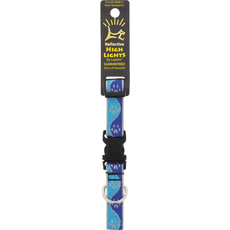 Lupine 3/4 In. Reflective Blue Paws Adjustable Dog Collar