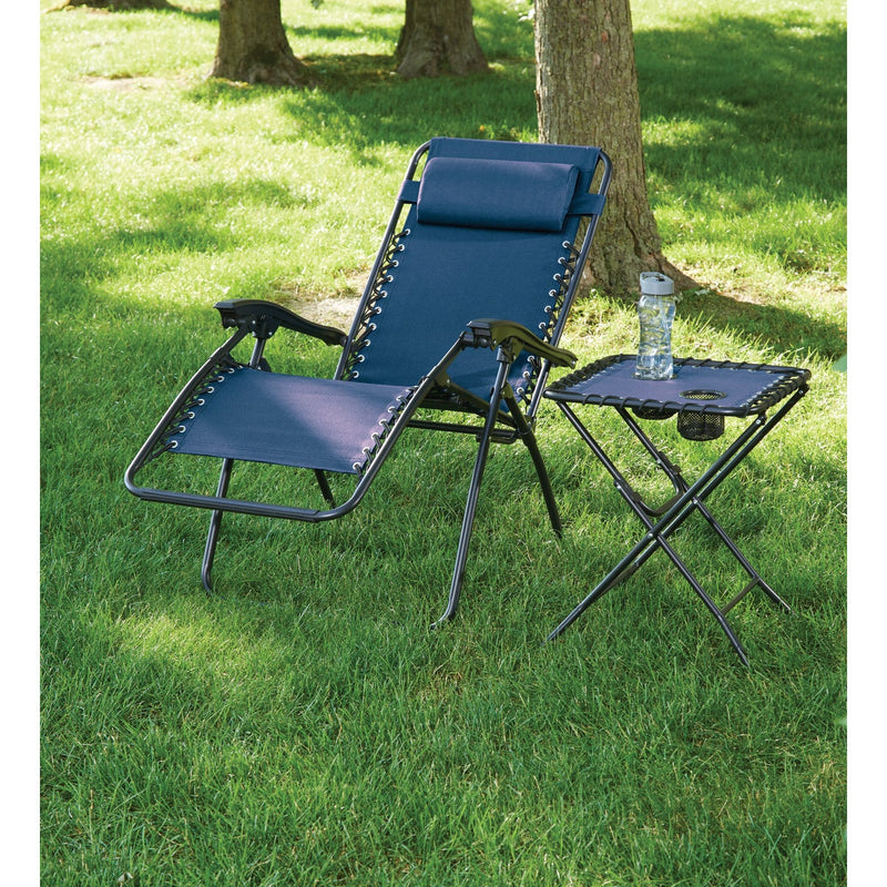 Outdoor Expressions Blue 18 In. Square Steel Folding Side Table