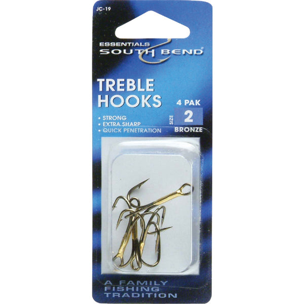 SouthBend Size 2 Bronze Treble Fishing Hook (4-Pack)