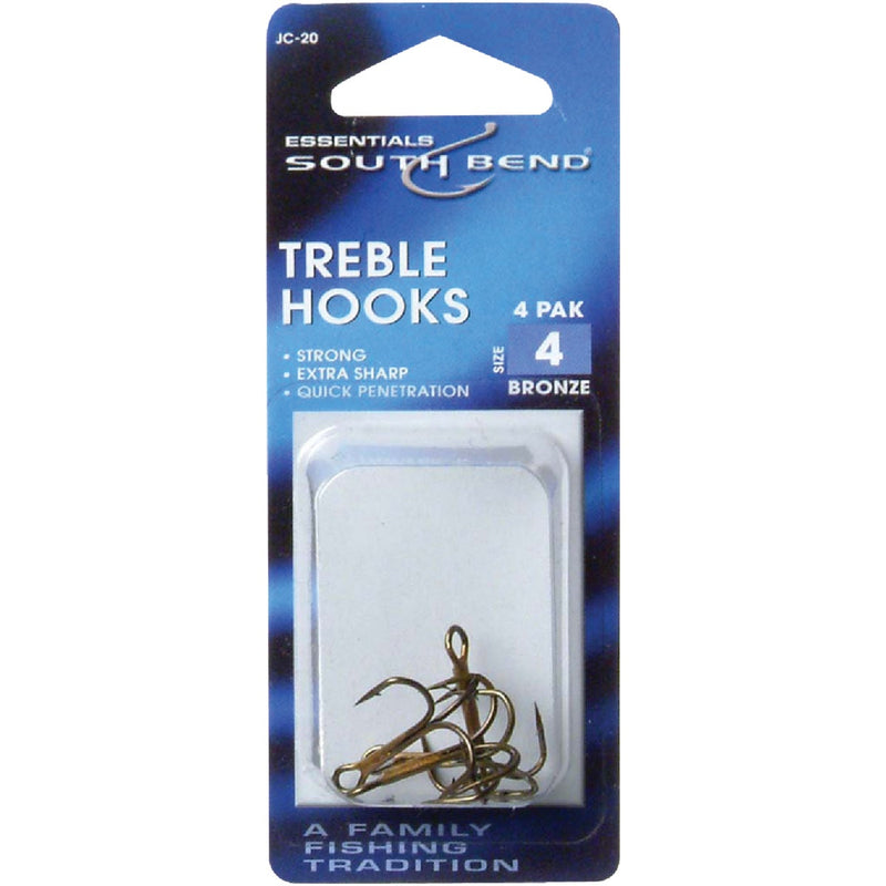 SouthBend Size 4 Bronze Treble Fishing Hook (4-Pack)