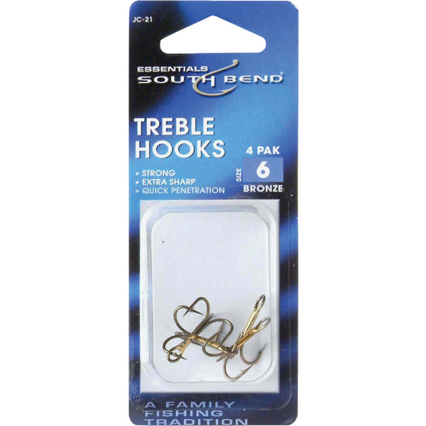 SouthBend Size 6 Bronze Treble Fishing Hook (4-Pack)