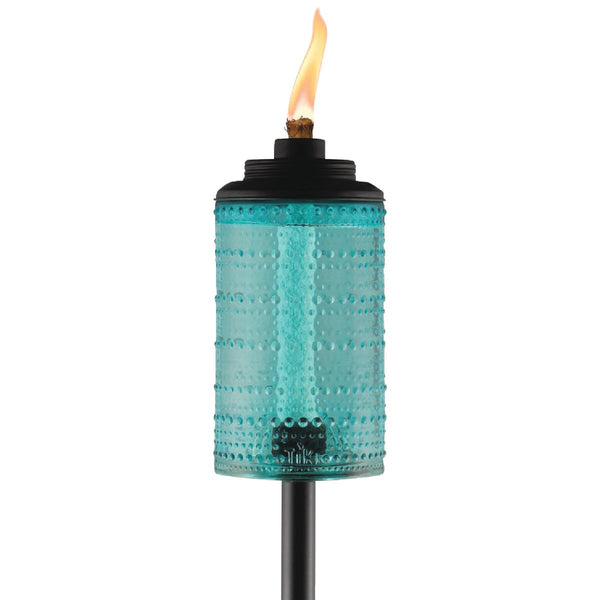 Tiki Easy Install 68 In. Blue Carnival Glass Patio Torch