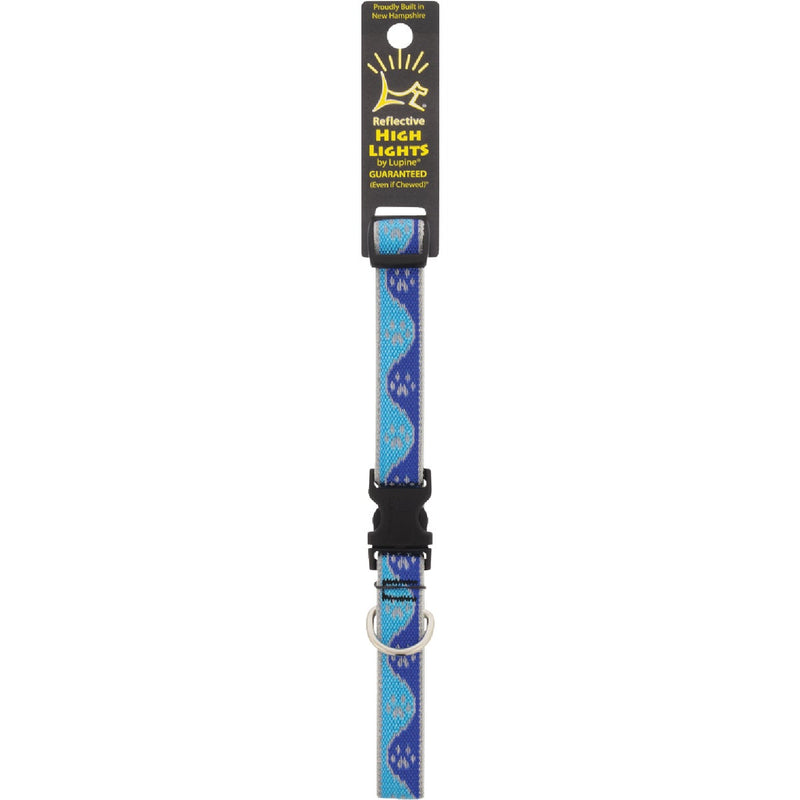 Lupine 3/4 In. Reflective Blue Paws Adjustable Dog Collar