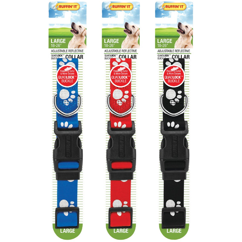 Westminster Pet Ruffin' it Reflective 18 In. to 26 In. Nylon Paw Print Dog Collar