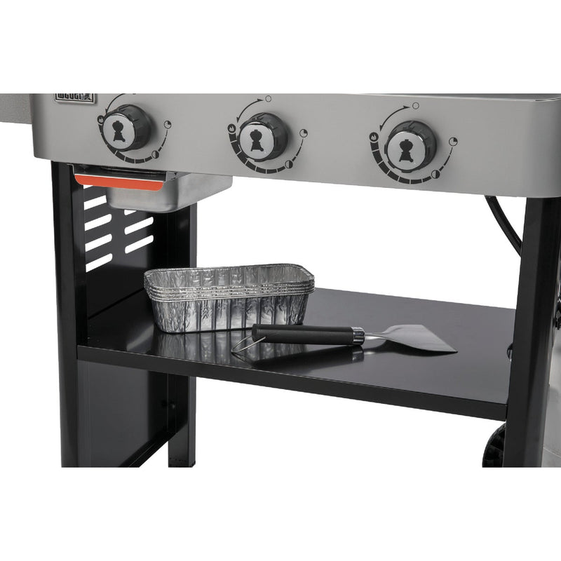 Weber 28 In. 3-Burner Propane Gas Griddle Flat Top Grill, Black